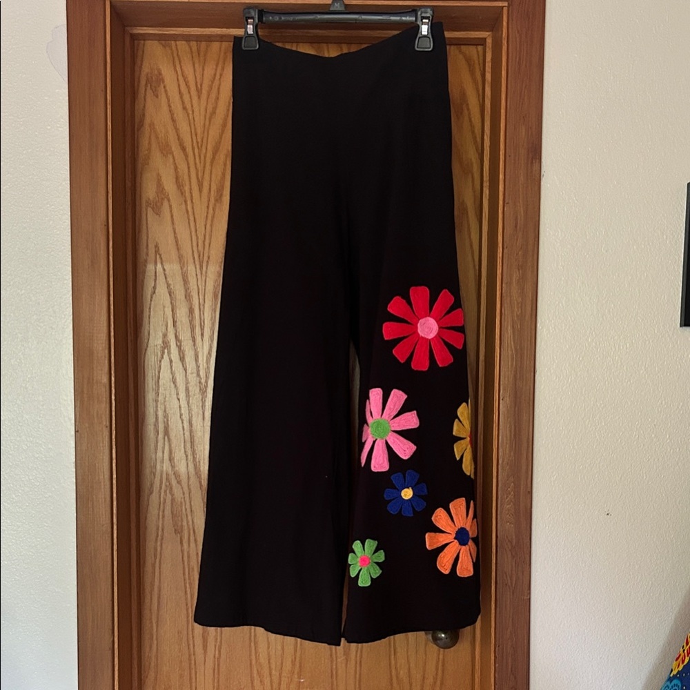 Floral Embellished Black pants